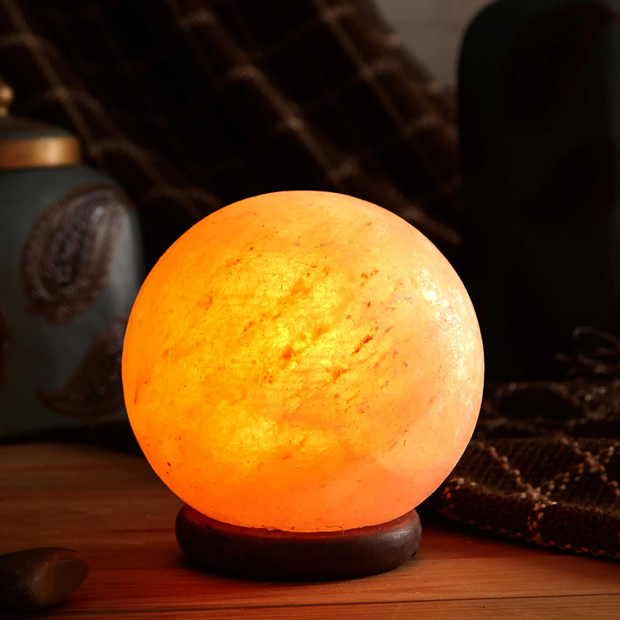 12V 12W 5" Ball Himalayan Pink Salt Lamp | Carved Rock Crystal Light with On/Off Switch