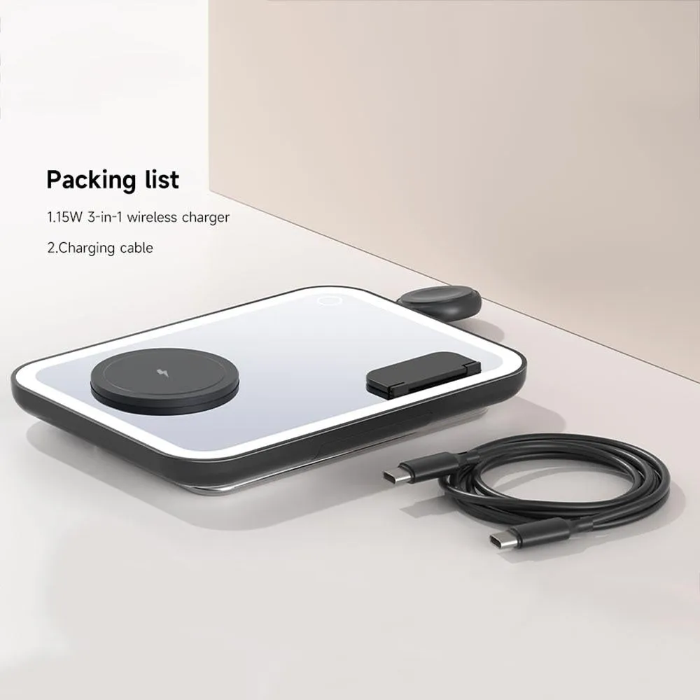 15W 3 In 1 Magnetic Led Makeup Mirror Charger