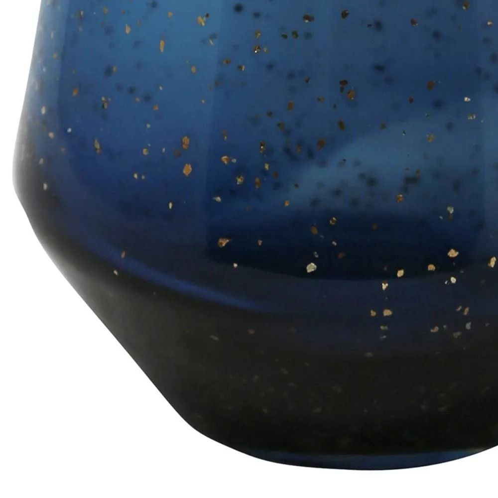 17" Conical Glass Vase with Swirl Pattern, Blue and White by Casagear Home