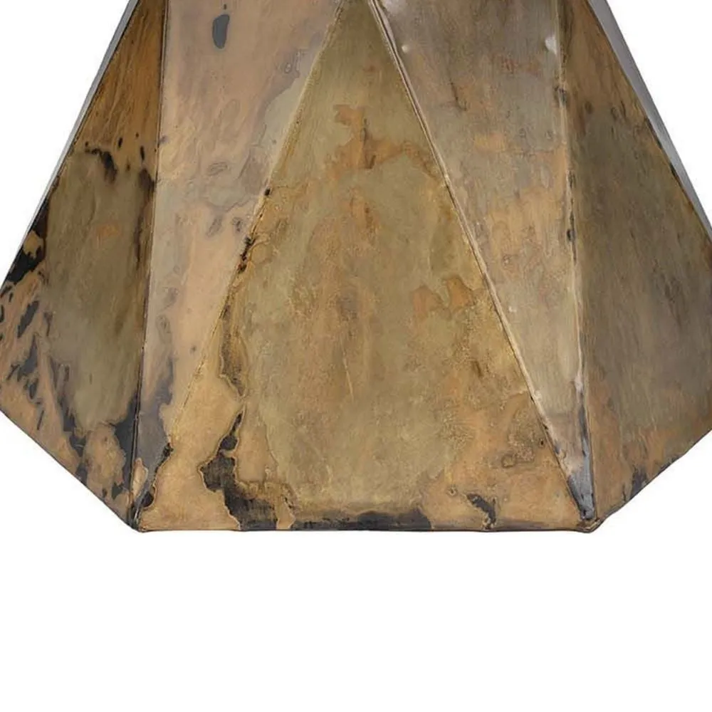 19 Inch Modern Side End Table, Hourglass Shape, Iron Patina Finish, Gold By Casagear Home