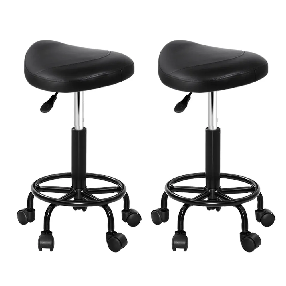 2-Pack Saddle Salon Stools | PU Hydraulic Lift