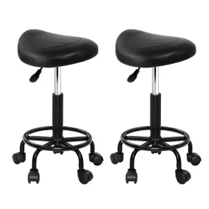 2-Pack Saddle Salon Stools | PU Hydraulic Lift