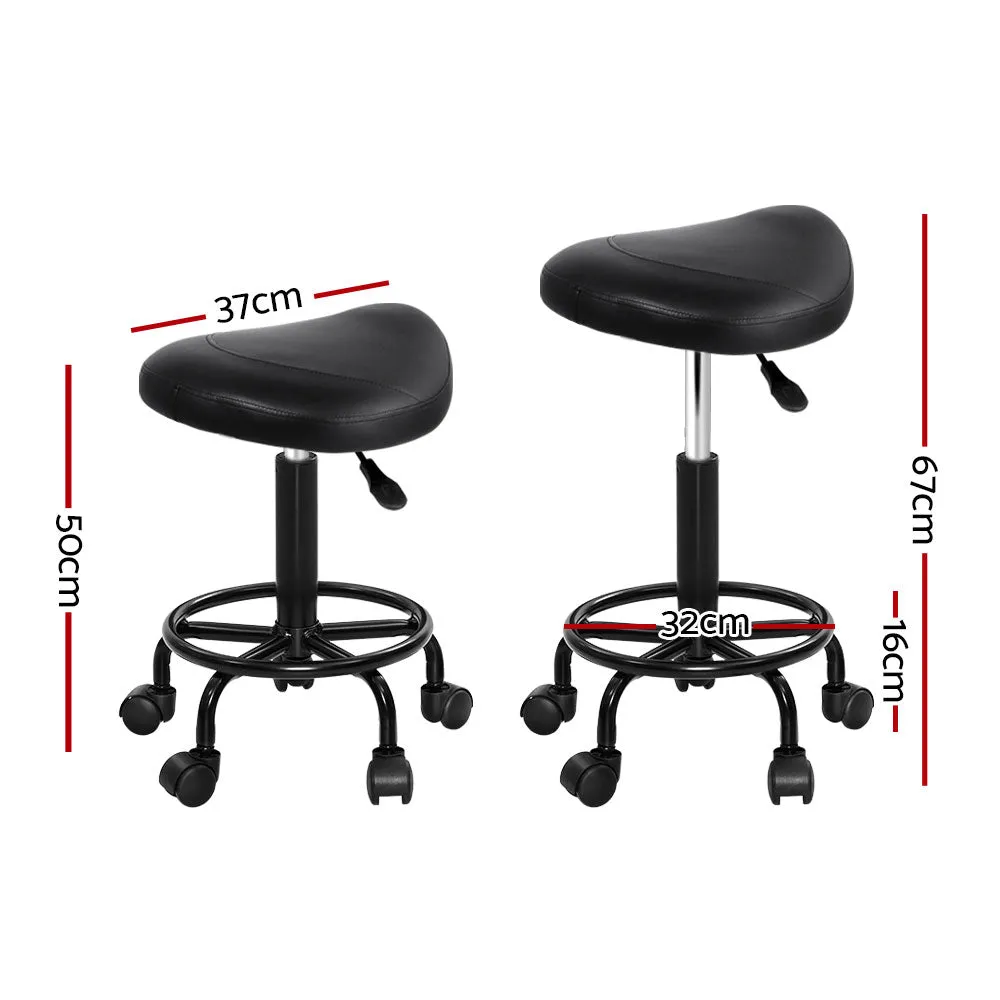 2-Pack Saddle Salon Stools | PU Hydraulic Lift