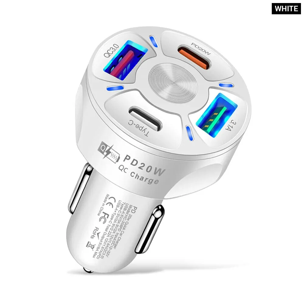 20w 4 Port Usb Car Charger for Fast Charging