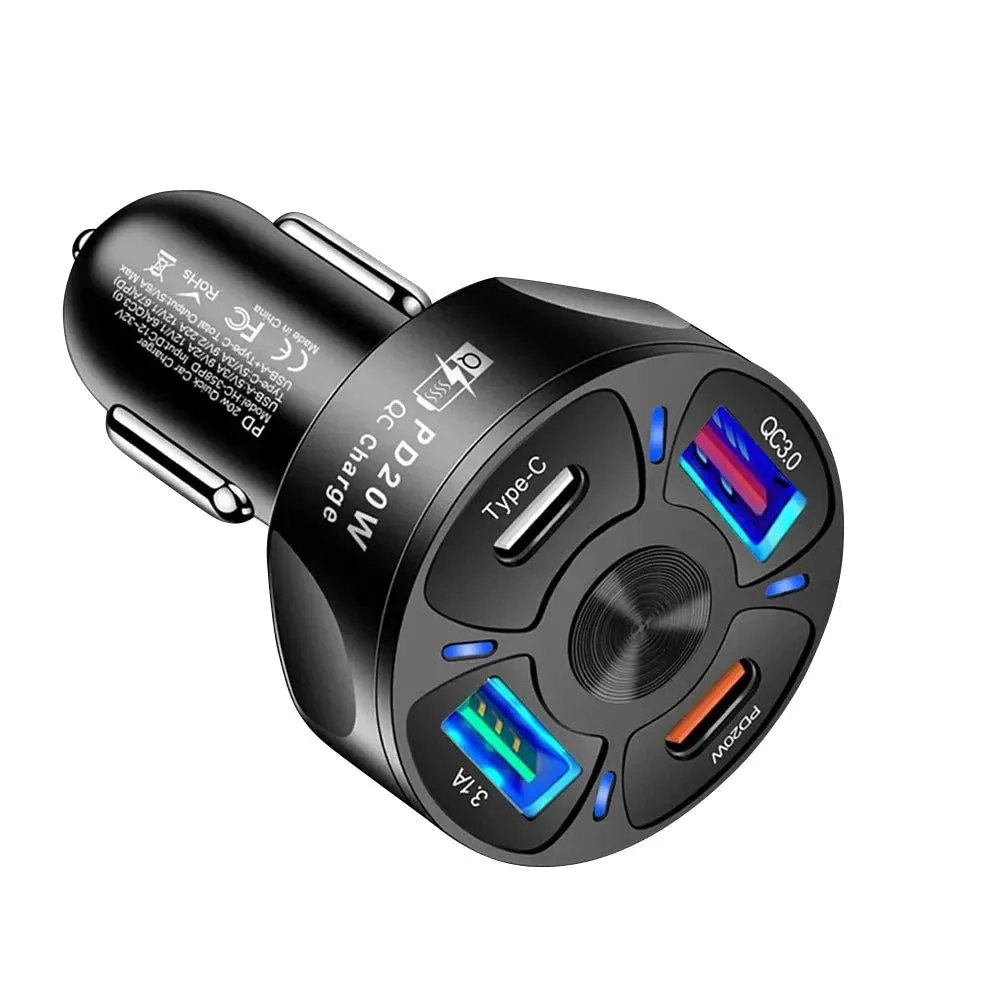 20w 4 Port Usb Car Charger for Fast Charging
