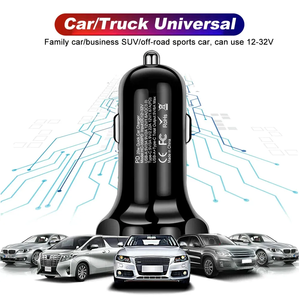 20w 4 Port Usb Car Charger for Fast Charging