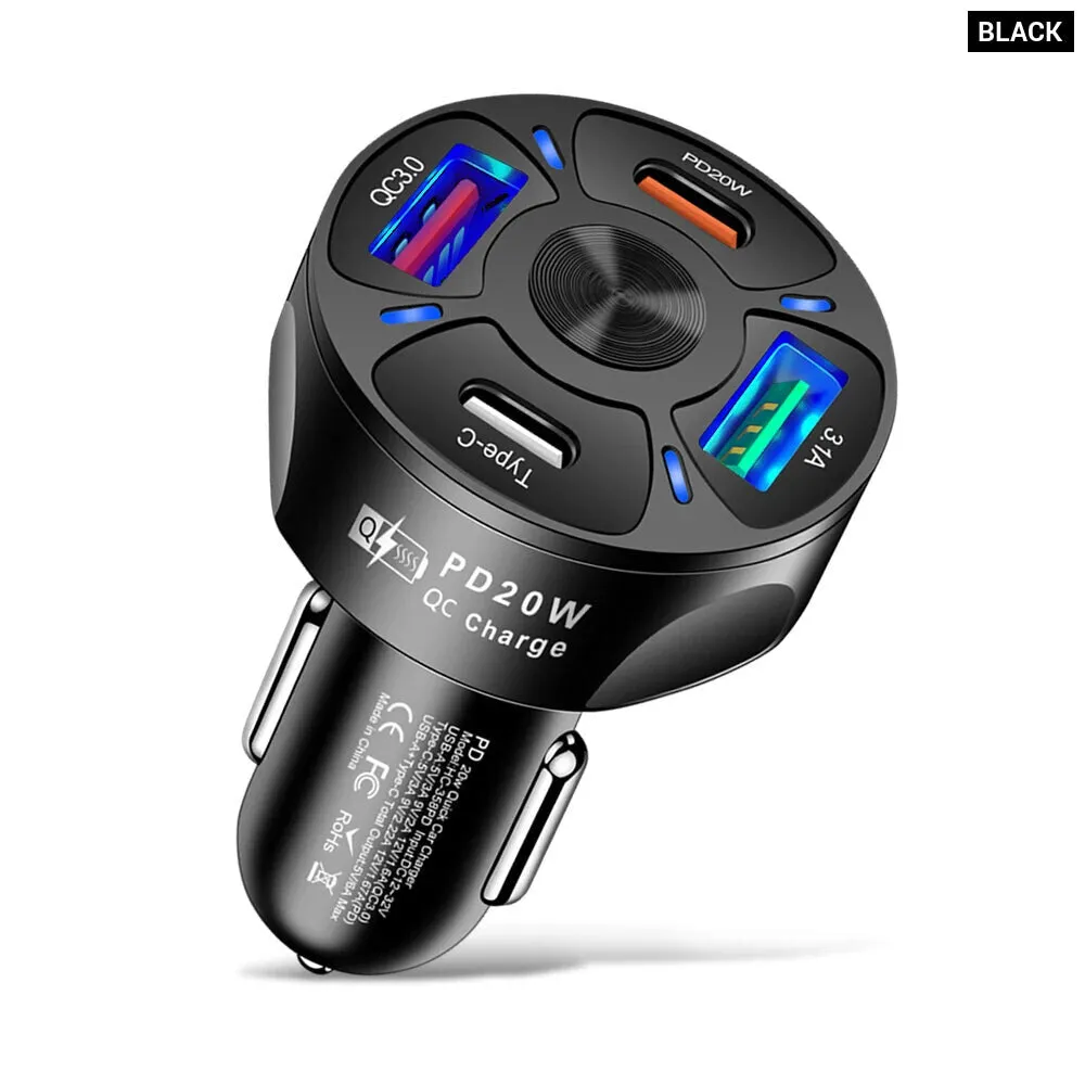 20w 4 Port Usb Car Charger for Fast Charging