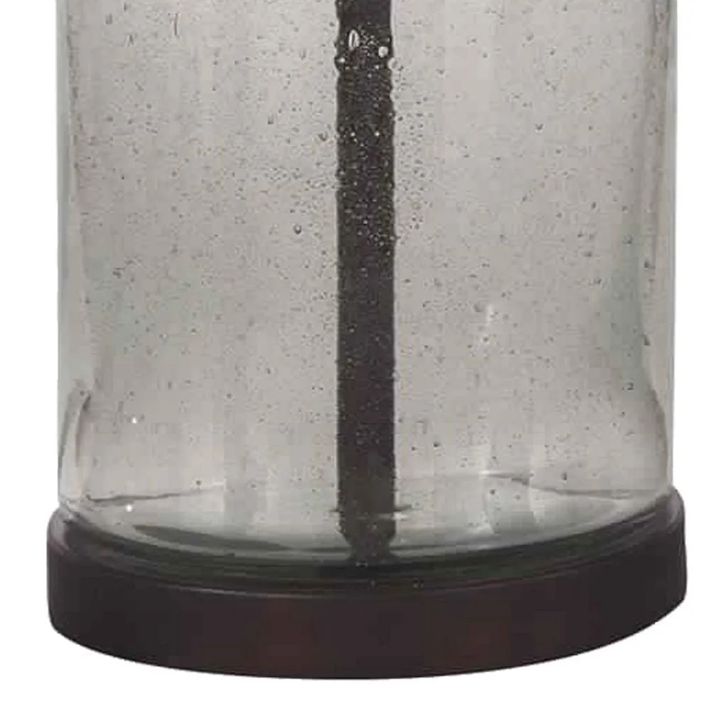 22" Cylindrical Seeded Glass Table Lamp, Beige & Clear By Casagear Home