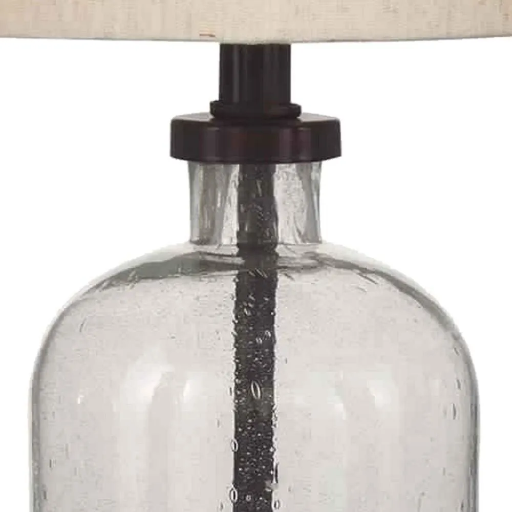 22" Cylindrical Seeded Glass Table Lamp, Beige & Clear By Casagear Home