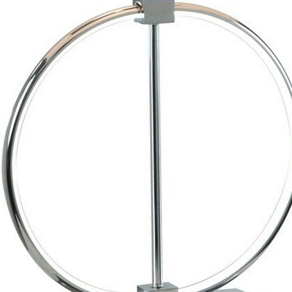 27 Inch Table Lamp, Rectangular Fabric Shade, Modern Silver Metal Base By Casagear Home