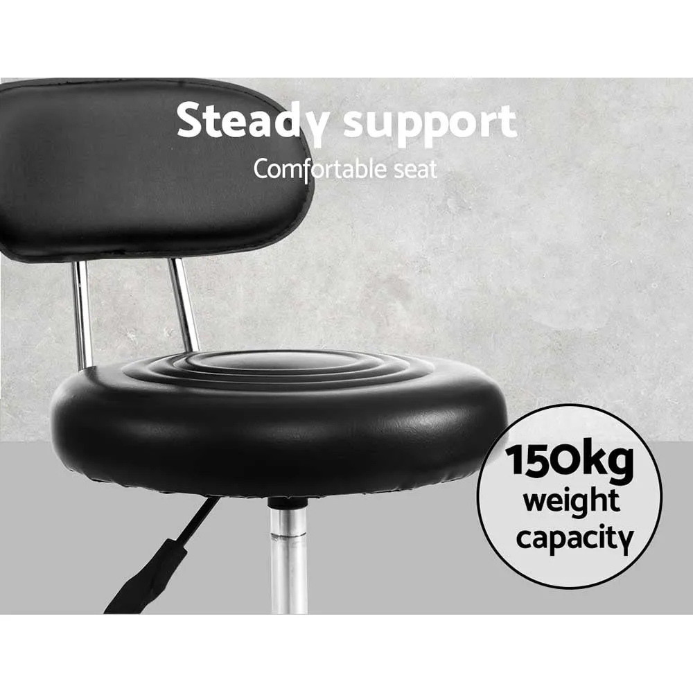 2X Salon Stool | Swivel Backrest Chair | Barber Hairdressing | Hydraulic Height