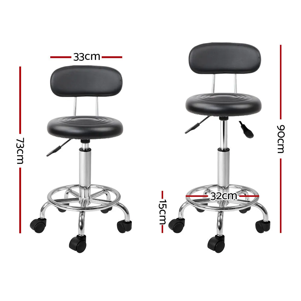 2X Salon Stool | Swivel Backrest Chair | Barber Hairdressing | Hydraulic Height