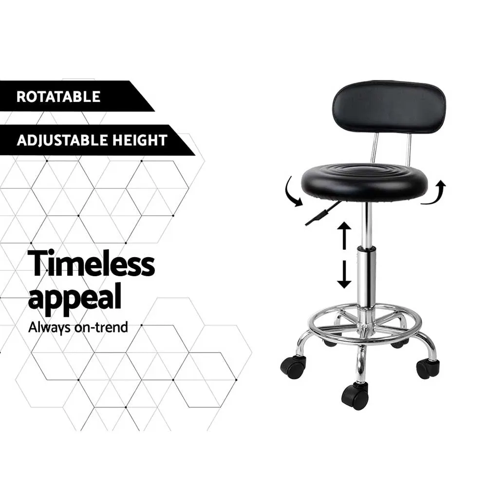 2X Salon Stool | Swivel Backrest Chair | Barber Hairdressing | Hydraulic Height