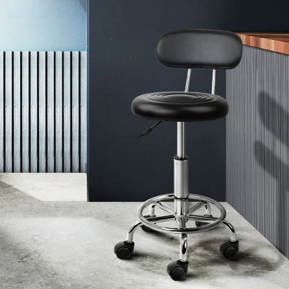 2X Salon Stool | Swivel Backrest Chair | Barber Hairdressing | Hydraulic Height