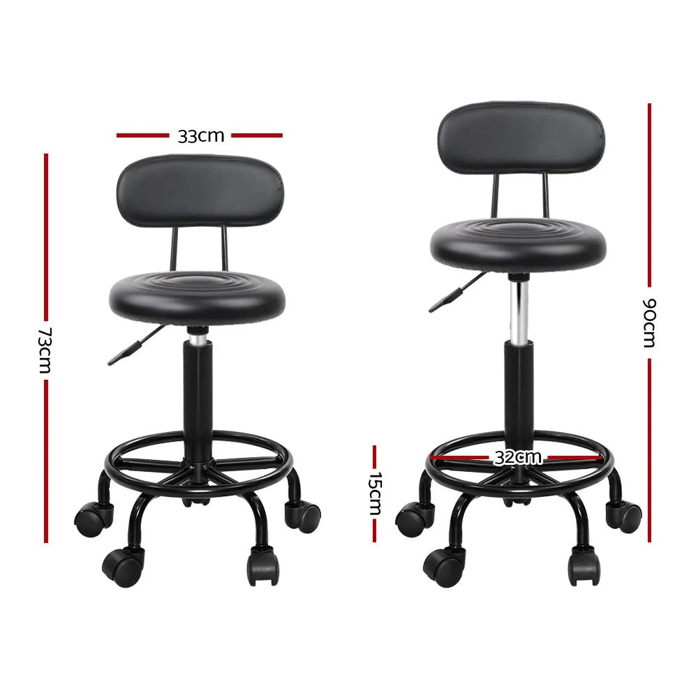 2X Salon Stool | Swivel Backrest Chair | Barber Hairdressing | Hydraulic Lift