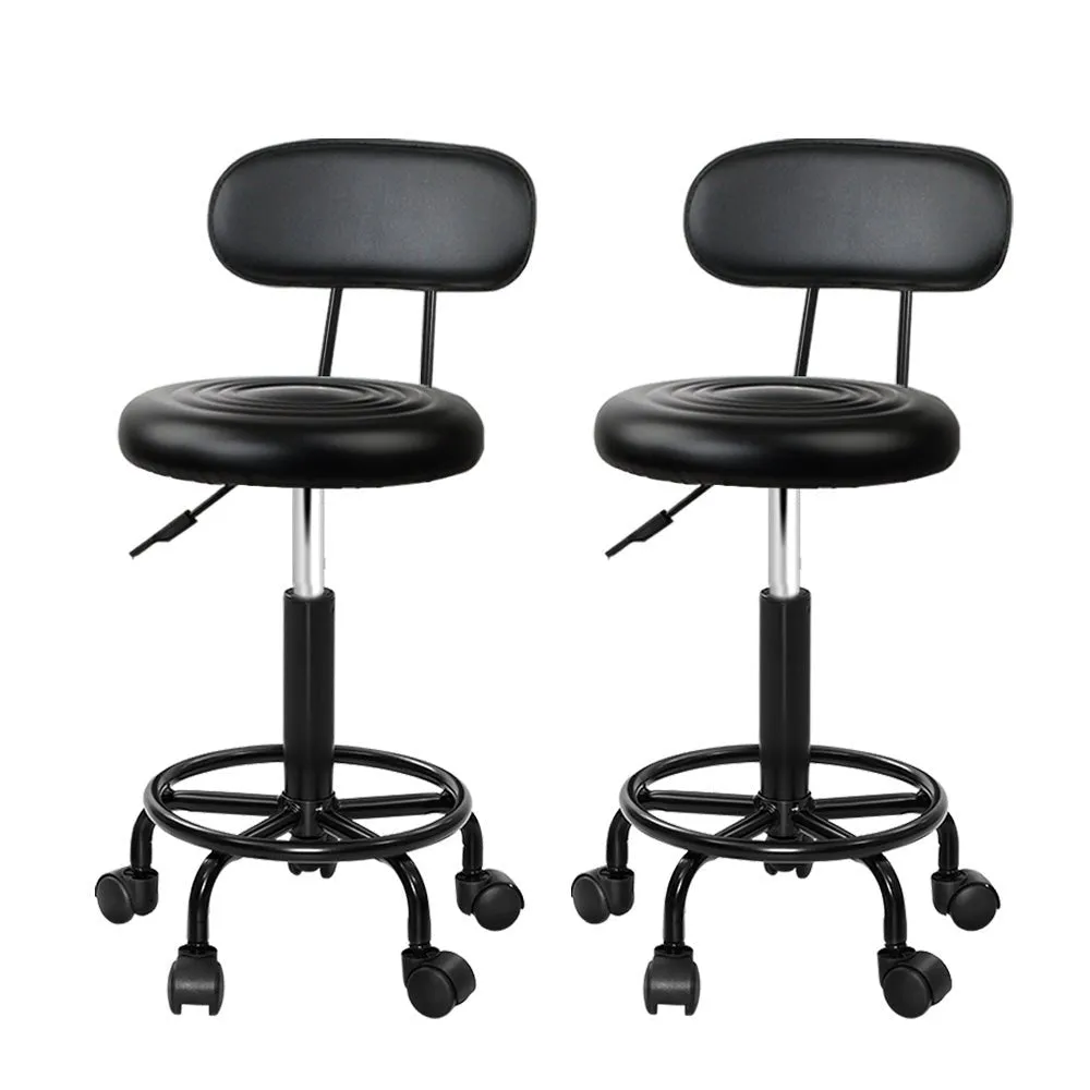 2X Salon Stool | Swivel Backrest Chair | Barber Hairdressing | Hydraulic Lift