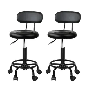 2X Salon Stool | Swivel Backrest Chair | Barber Hairdressing | Hydraulic Lift