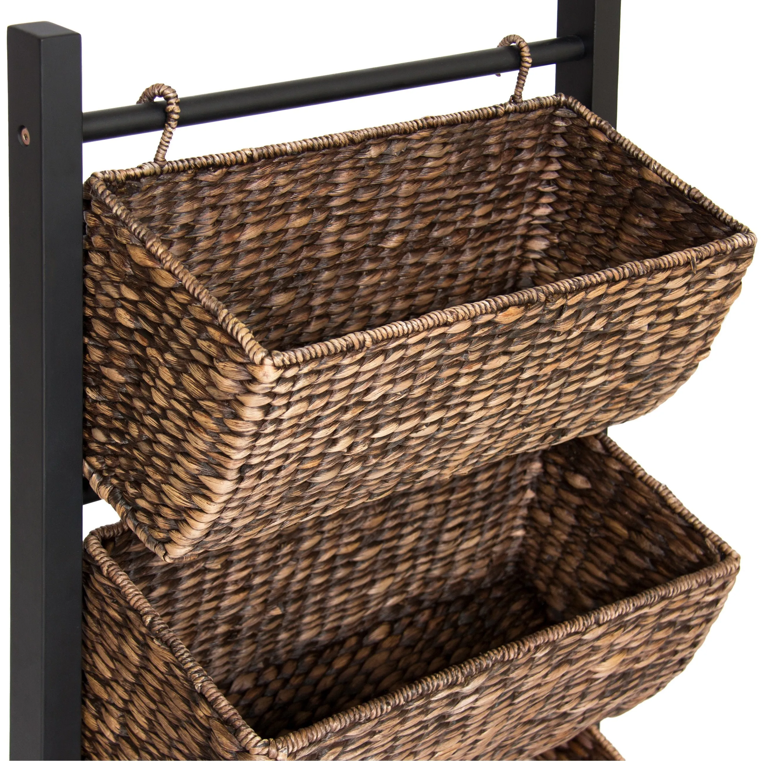 3-Tier Water Hyacinth Storage Basket Tower - Brown