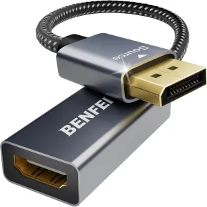 4K DisplayPort to HDMI Adapter | 2K 60Hz, 1080p 120Hz | Uni-Directional | DisplayPort to HDMI Converter
