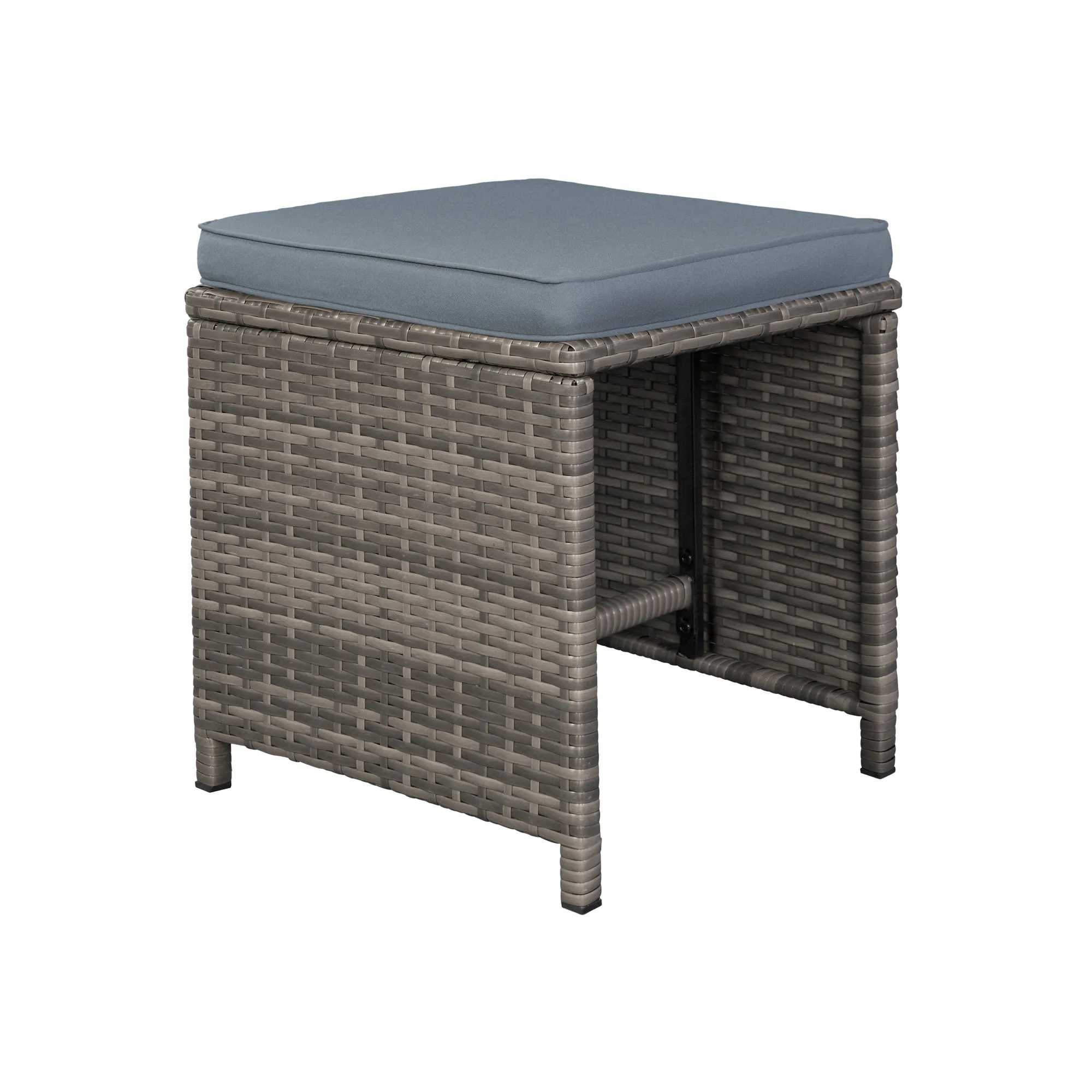 9 Piece Rattan Cube Garden Dining Set - Grey