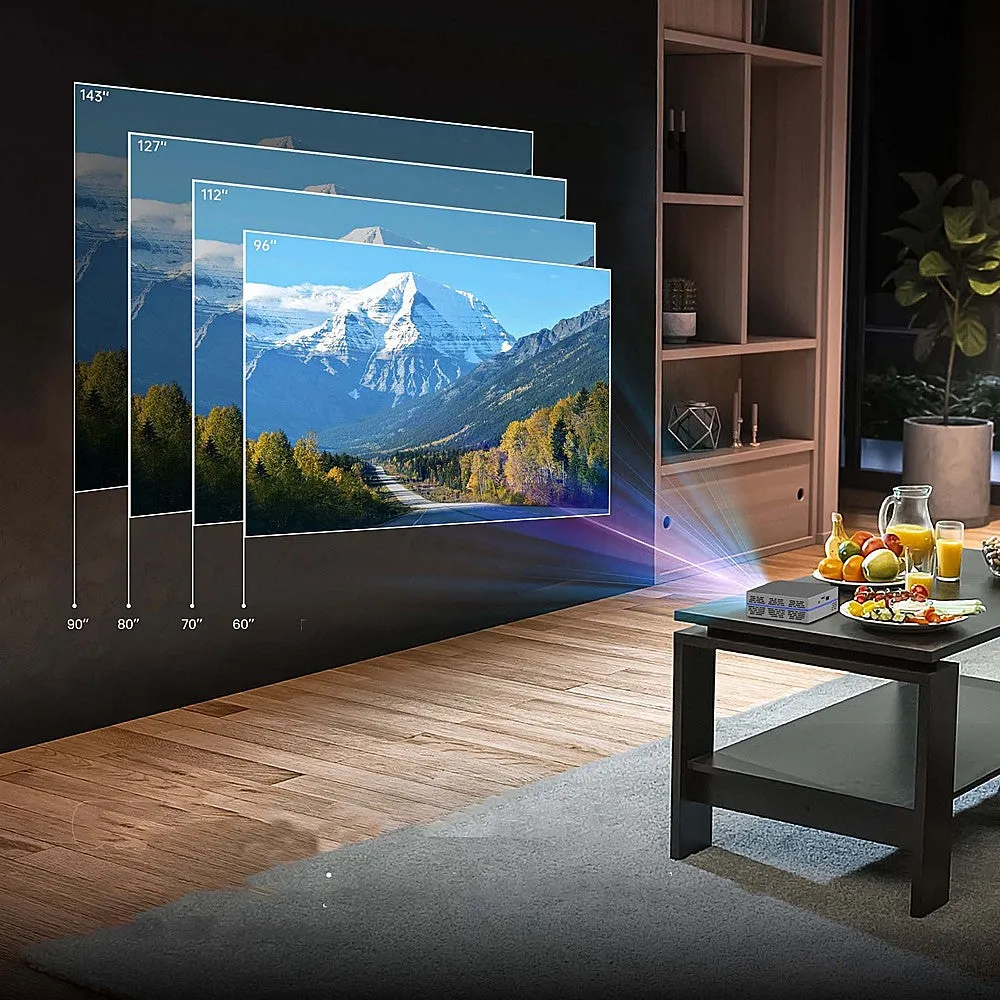 AAXA - SLC450 Short Throw Mini Projector, Native 1080P, Wireless Mirroring, Built-in Streaming Apps, Digital Keystone - Space Gray