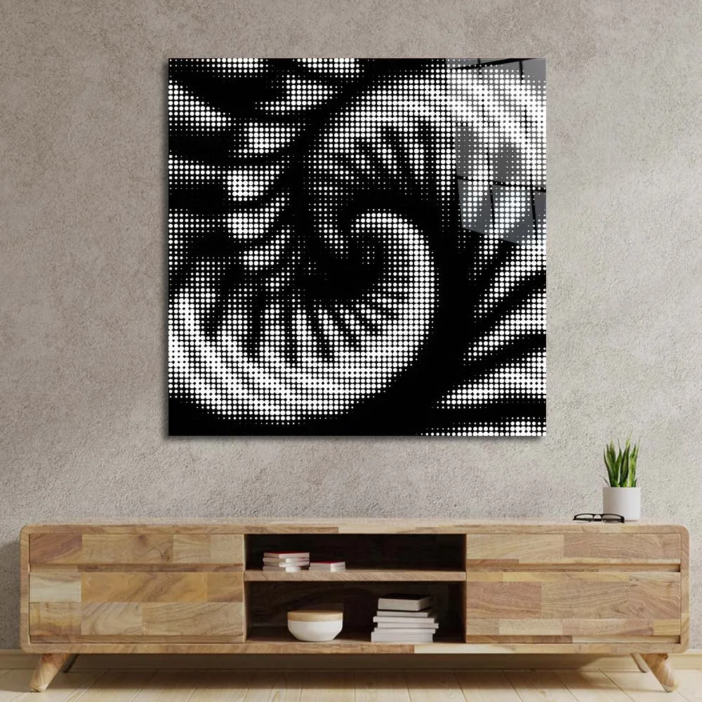 Abstract Halftone Shell Spiral Glass Wall Art