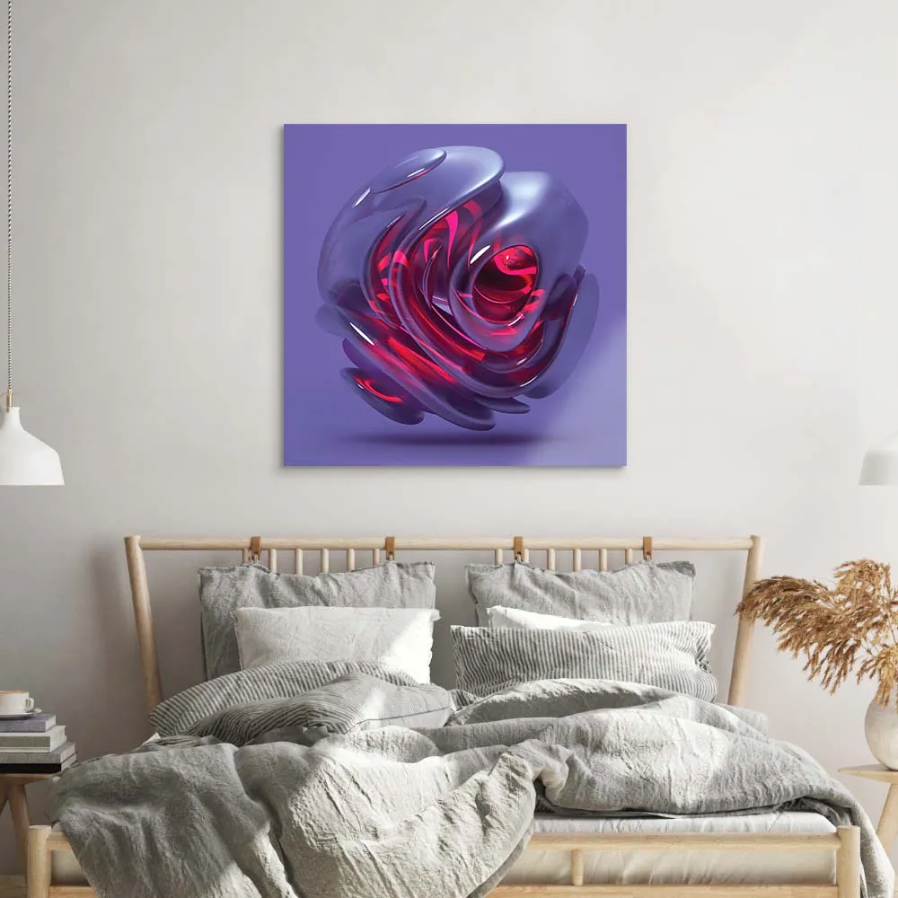 Abstract Red Alien Flower Glass Wall Art