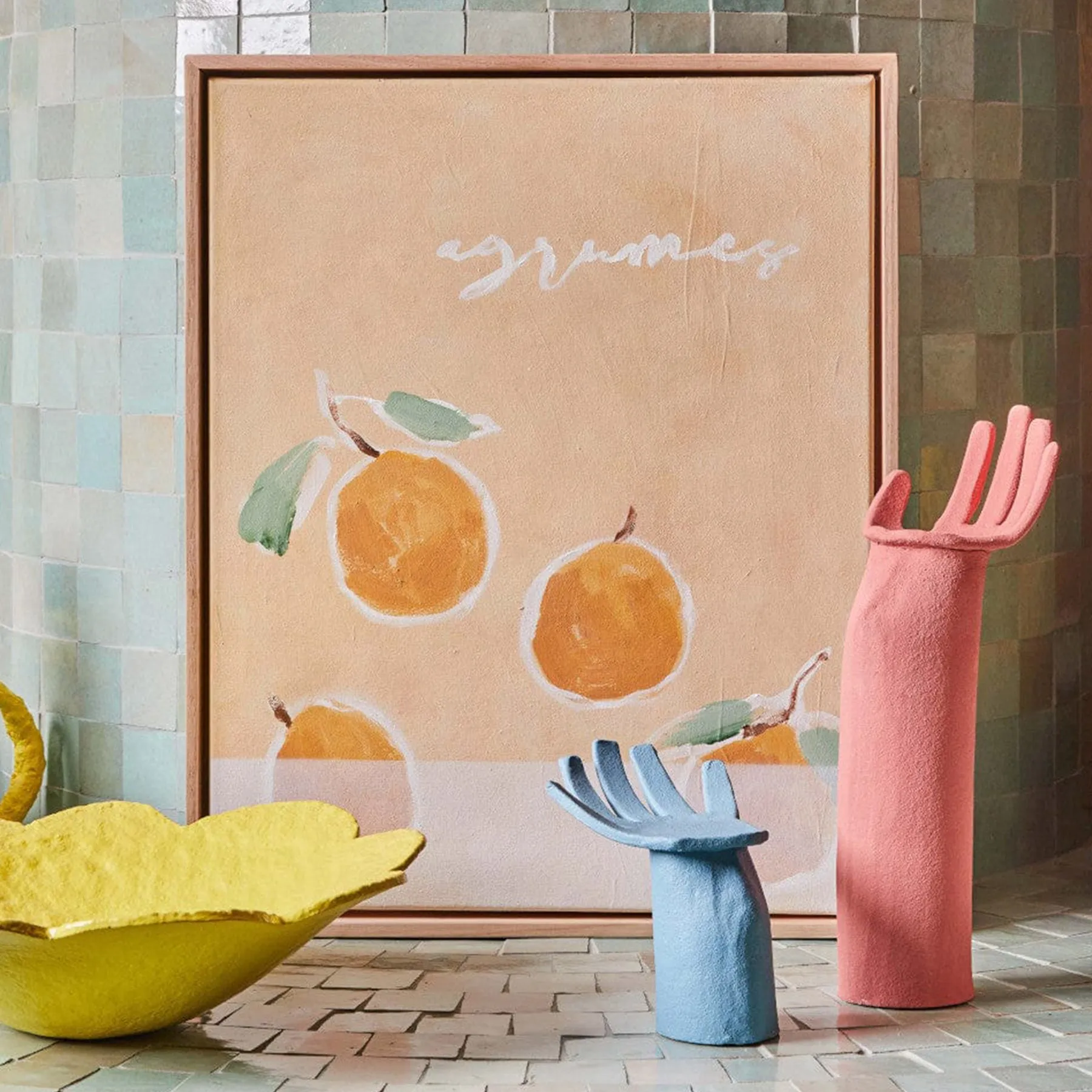 Agrumes Canvas Print 118Cm x 150Cm Oak Frame