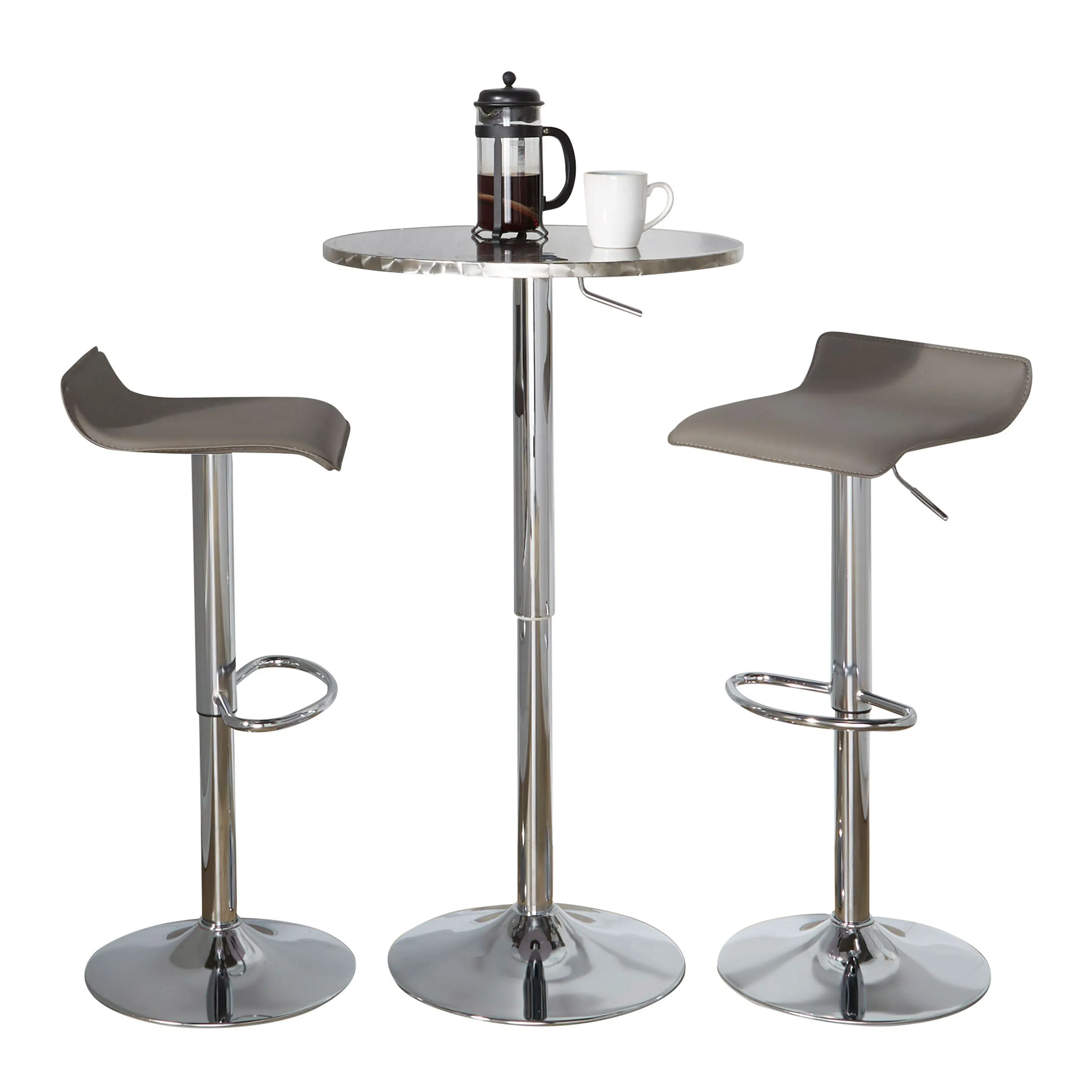 Ale - 3 Piece Bar Set Bistro Round Contemporary Adjustable Oval Footrest by Couch.com