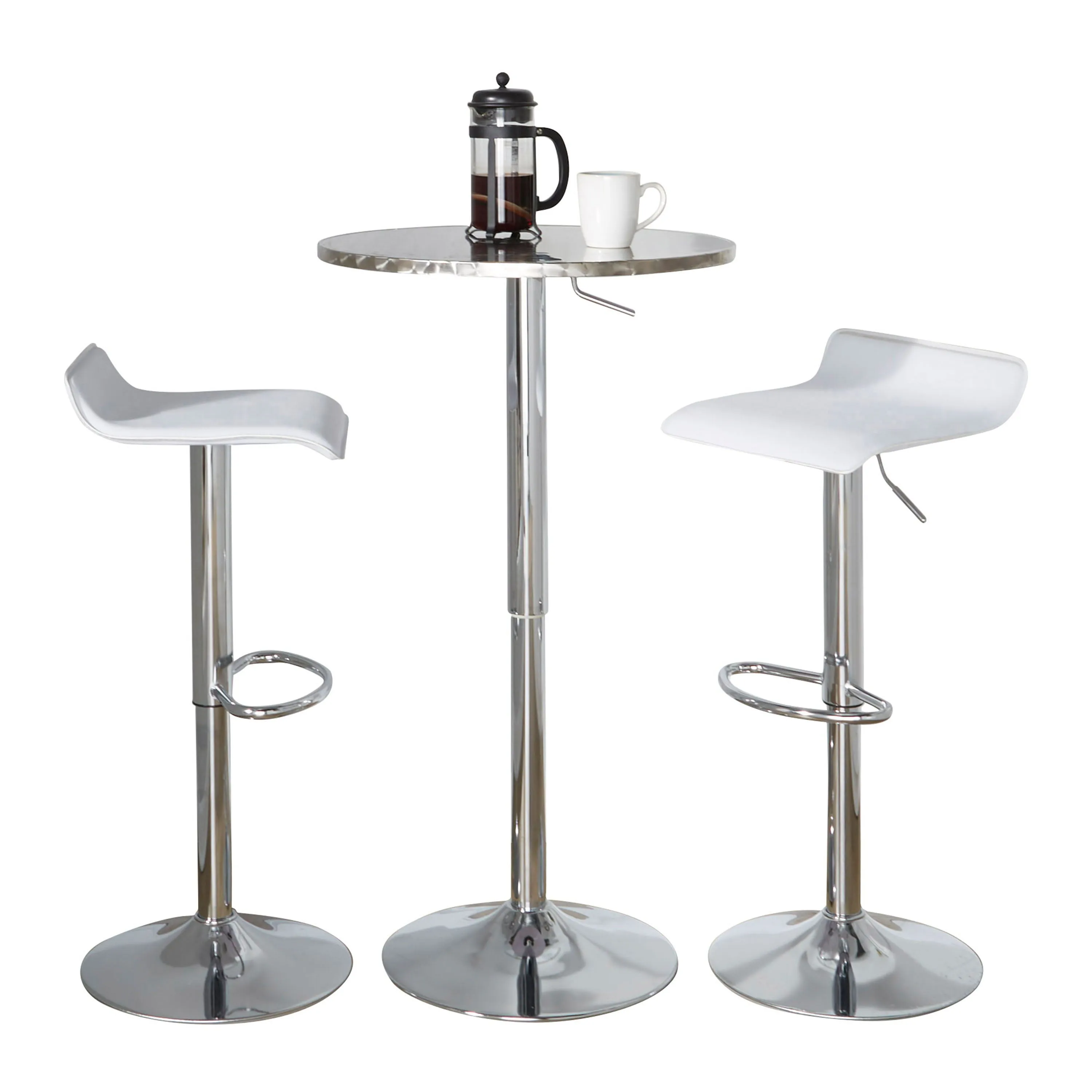 Ale - 3 Piece Bar Set Bistro Round Contemporary Adjustable Oval Footrest by Couch.com