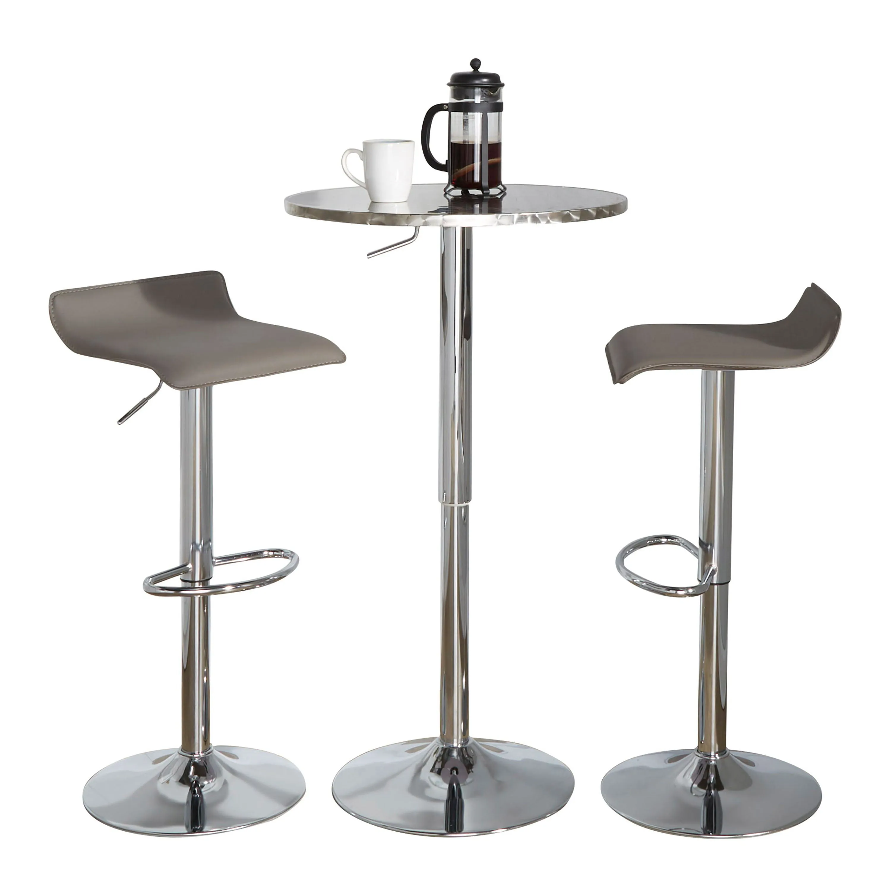 Ale - 3 Piece Bar Set Bistro Round Contemporary Adjustable Oval Footrest by Couch.com
