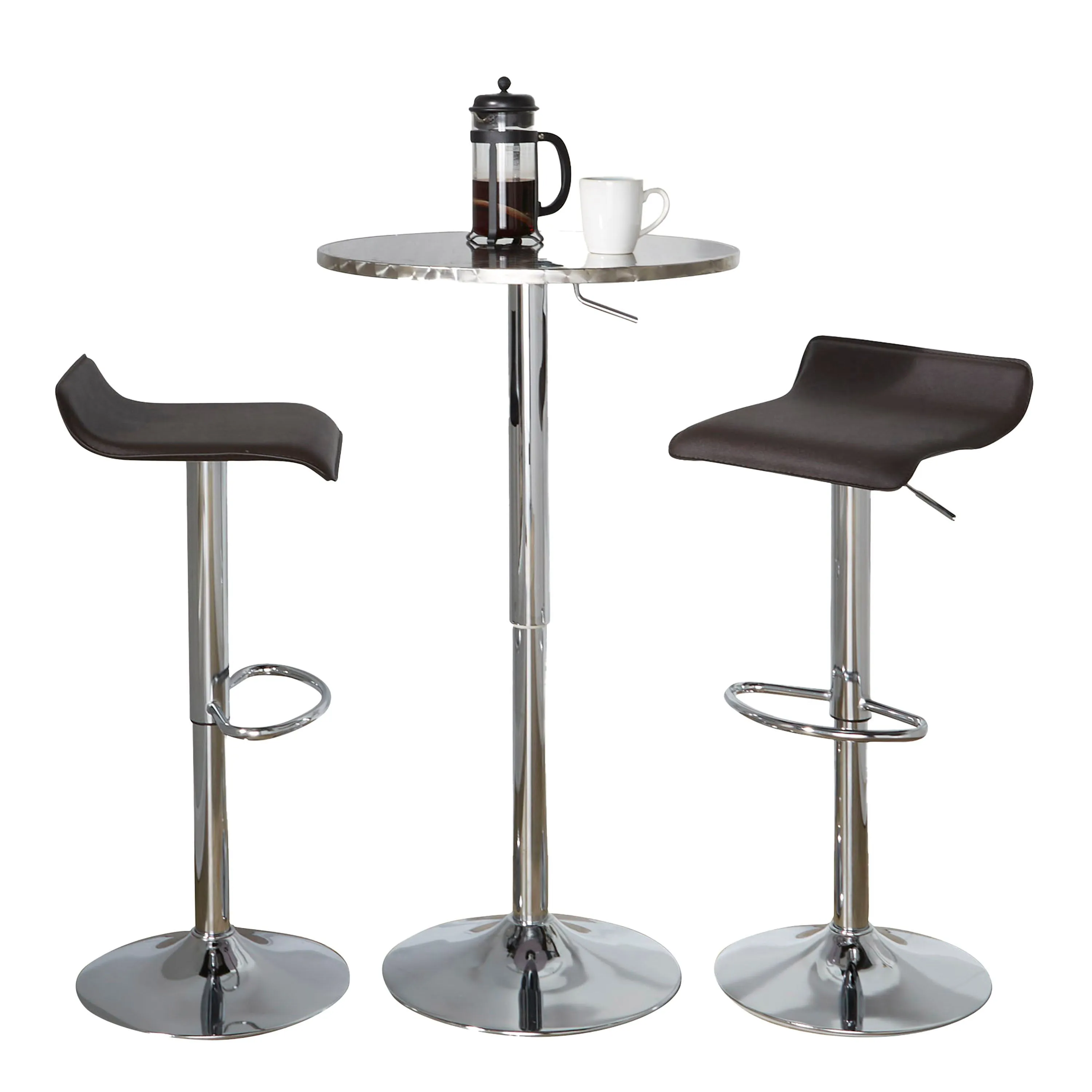 Ale - 3 Piece Bar Set Bistro Round Contemporary Adjustable Oval Footrest by Couch.com