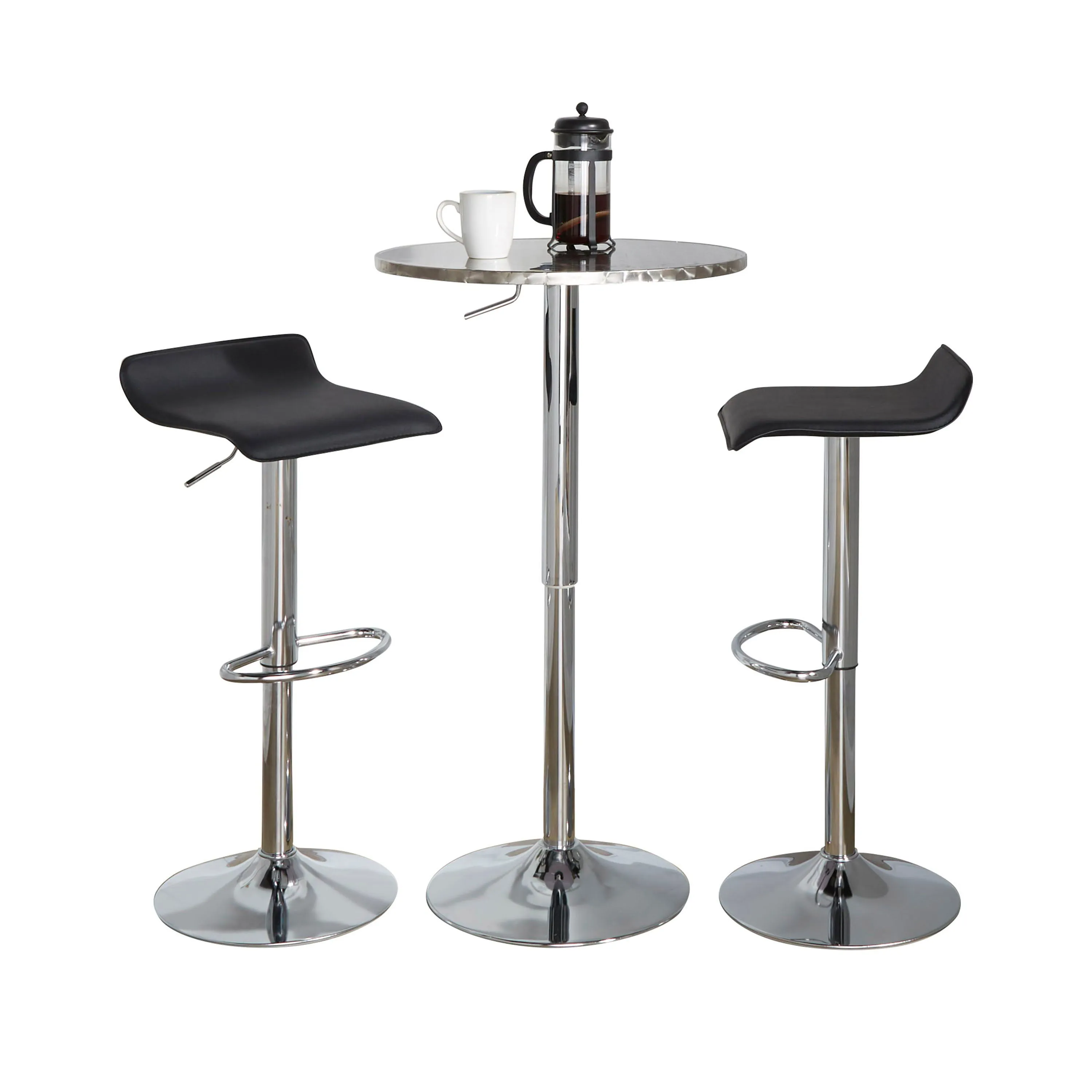 Ale - 3 Piece Bar Set Bistro Round Contemporary Adjustable Oval Footrest by Couch.com