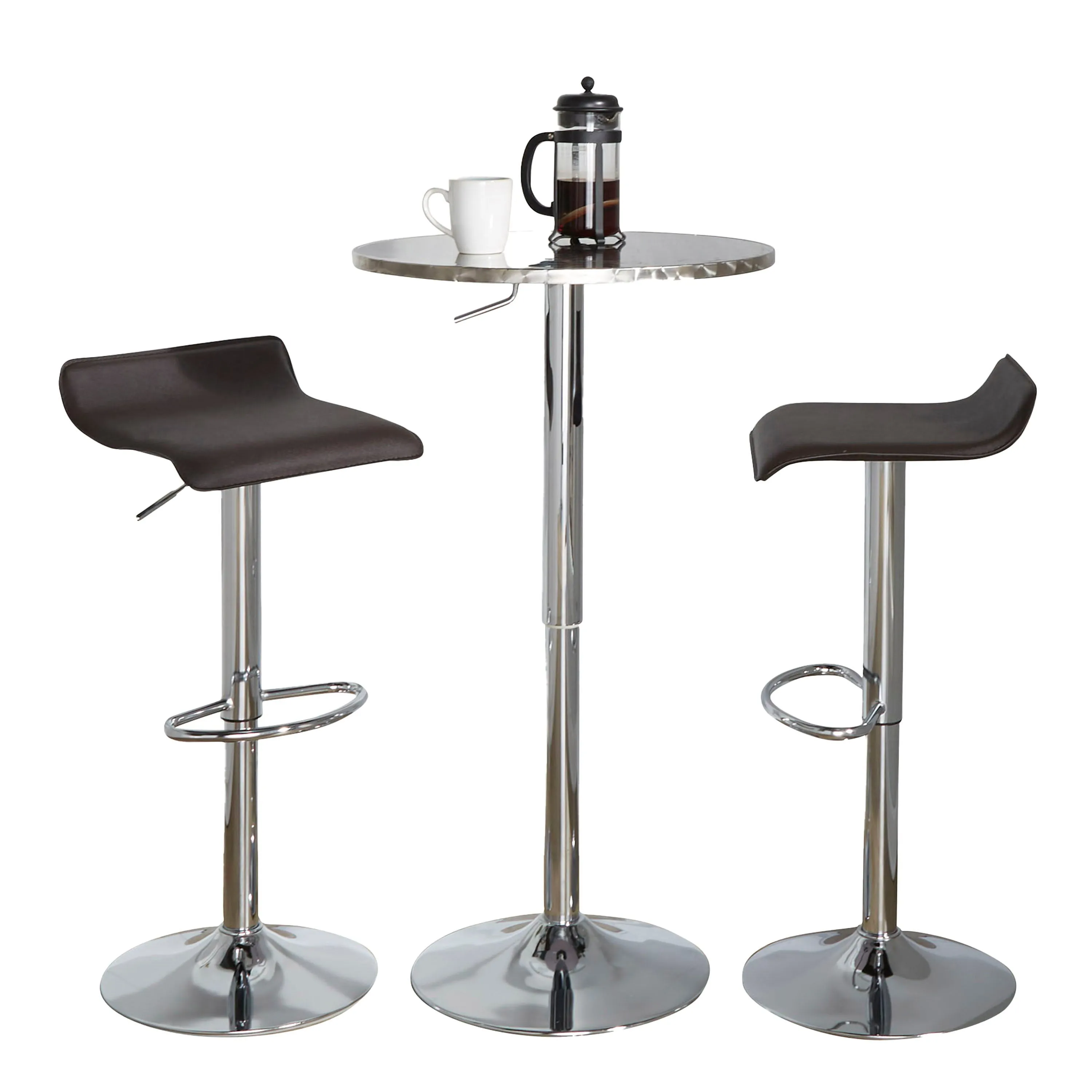 Ale - 3 Piece Bar Set Bistro Round Contemporary Adjustable Oval Footrest by Couch.com