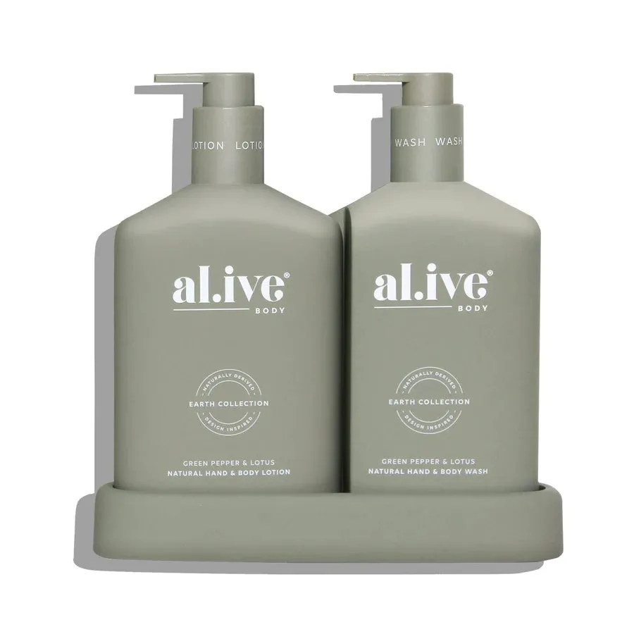 Al.ive Body Wash & Lotion Duo   Tray - Green Pepper & Lotus