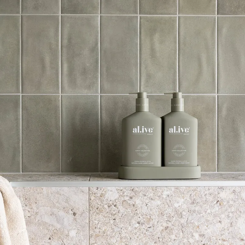 Al.ive Body Wash & Lotion Duo   Tray - Green Pepper & Lotus