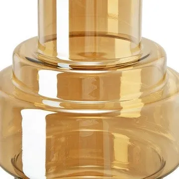 Alma 14 Inch Modern Vase, Geometric Design, Amber Luster Glass Frame By Casagear Home