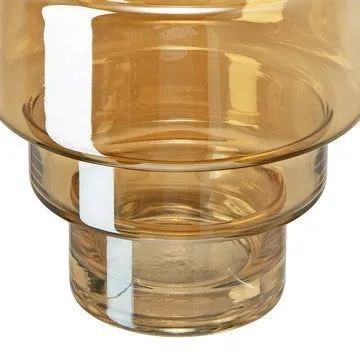 Alma 14 Inch Modern Vase, Geometric Design, Amber Luster Glass Frame By Casagear Home