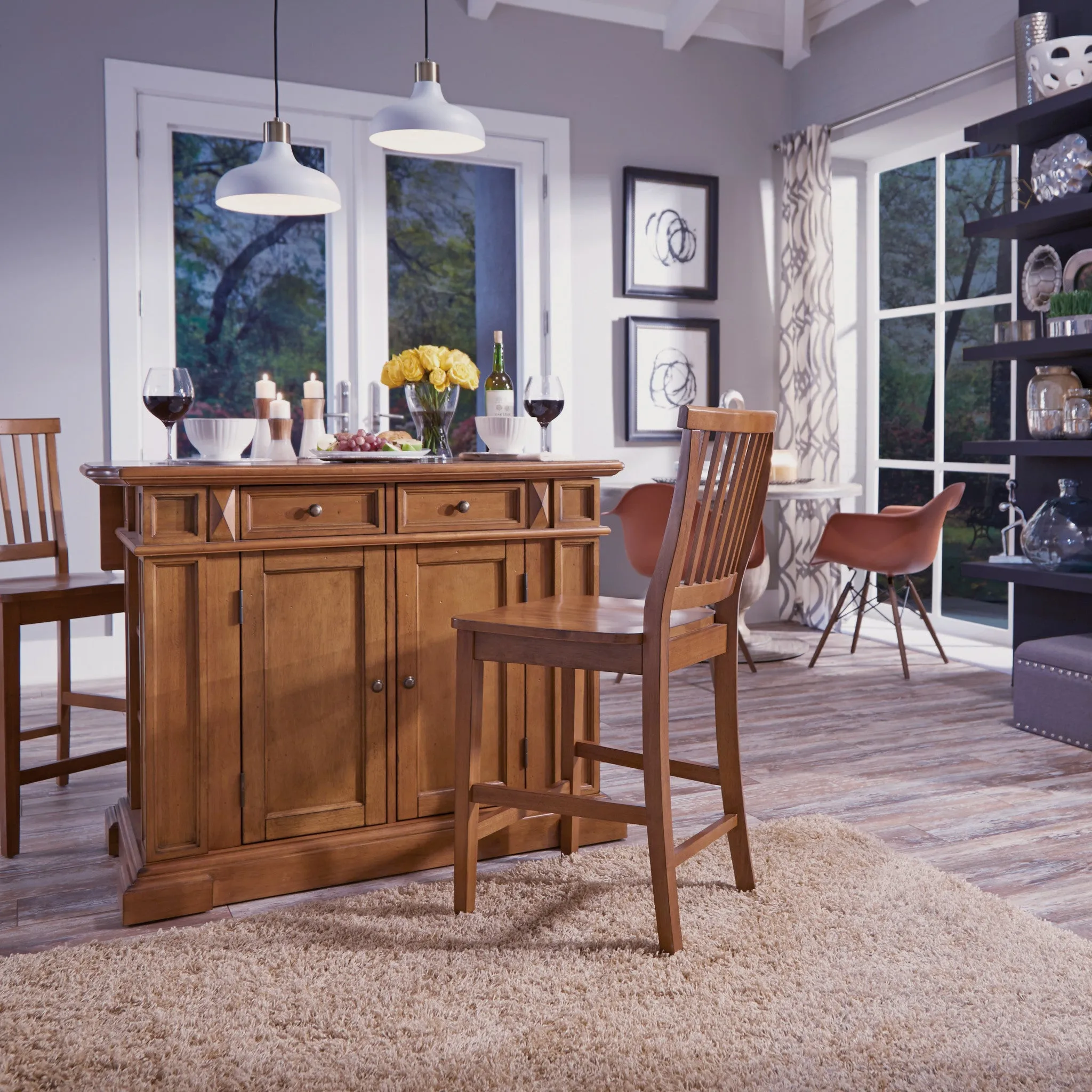 Americana Brown Kitchen Island Set