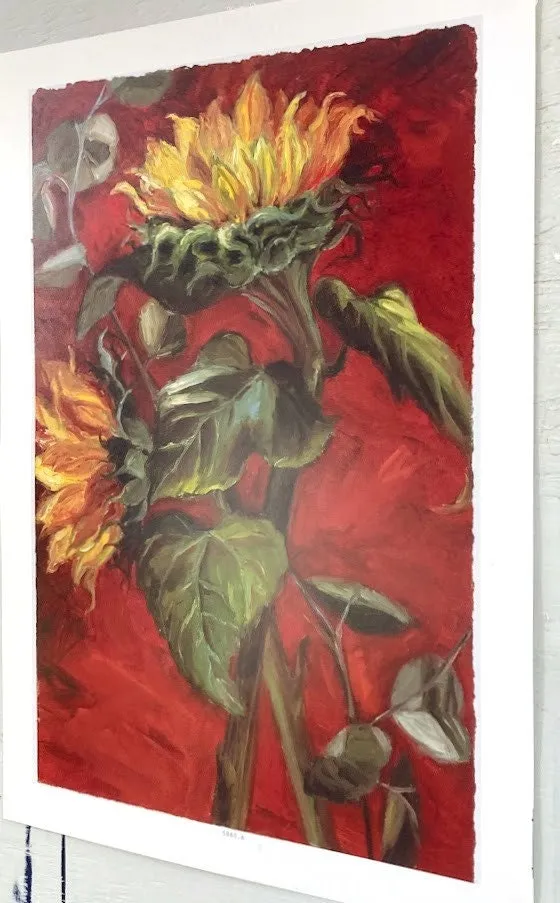 Art Print/Sunflowers/Red and Yellow/12" 18" image