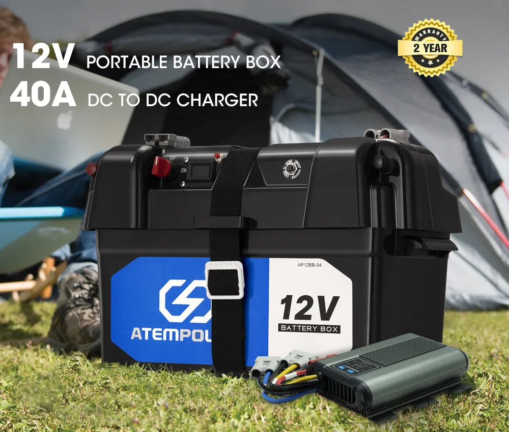Atem Power 12V 40A DC to DC Battery Charger MPPT Dual Battery System with Battery Box