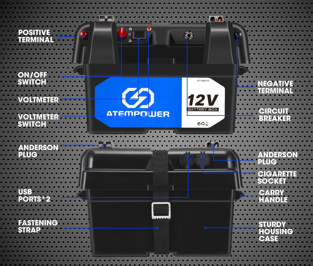 Atem Power 12V 40A DC to DC Battery Charger MPPT Dual Battery System with Battery Box