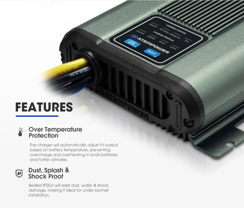 Atem Power 12V 40A DC to DC Battery Charger MPPT Dual Battery System with Battery Box