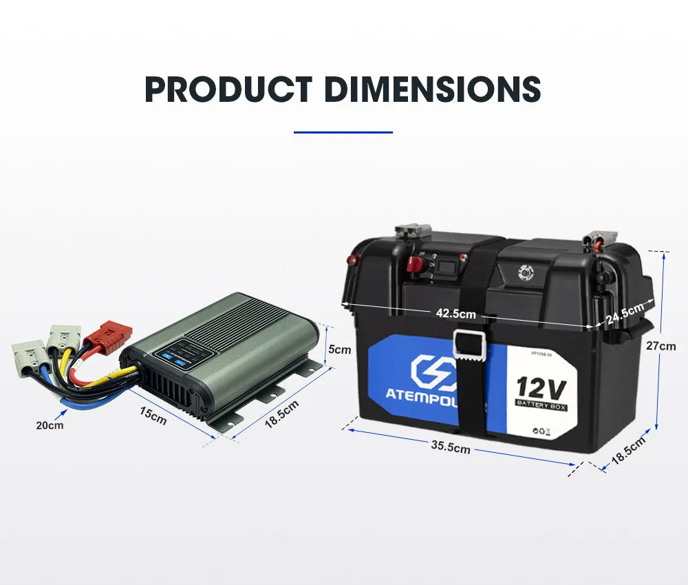 Atem Power 12V 40A DC to DC Battery Charger MPPT Dual Battery System with Battery Box