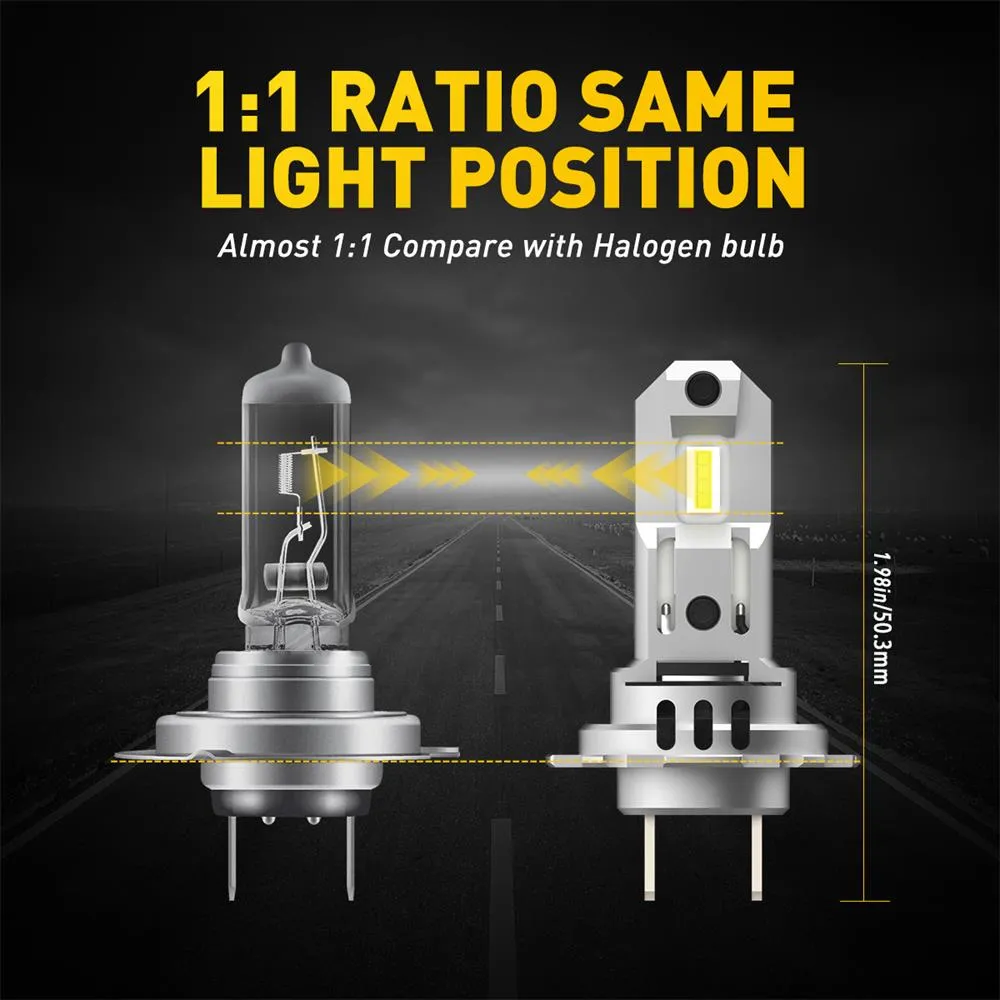 AUXITO H7 LED Bulb 30W 10000LM 6500K Cool White with Cooling Fan