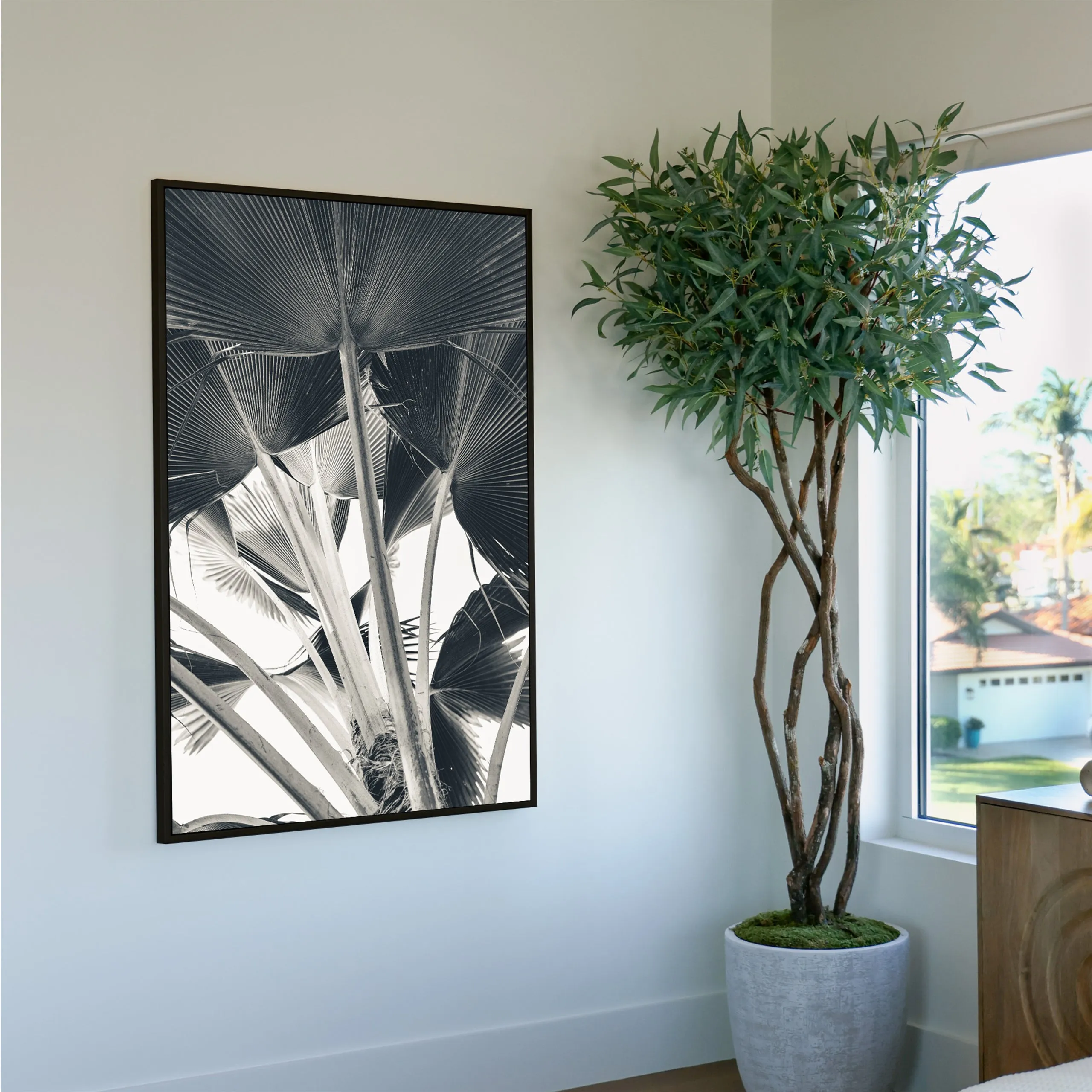 Banana Leaves Black and White Custom Art
