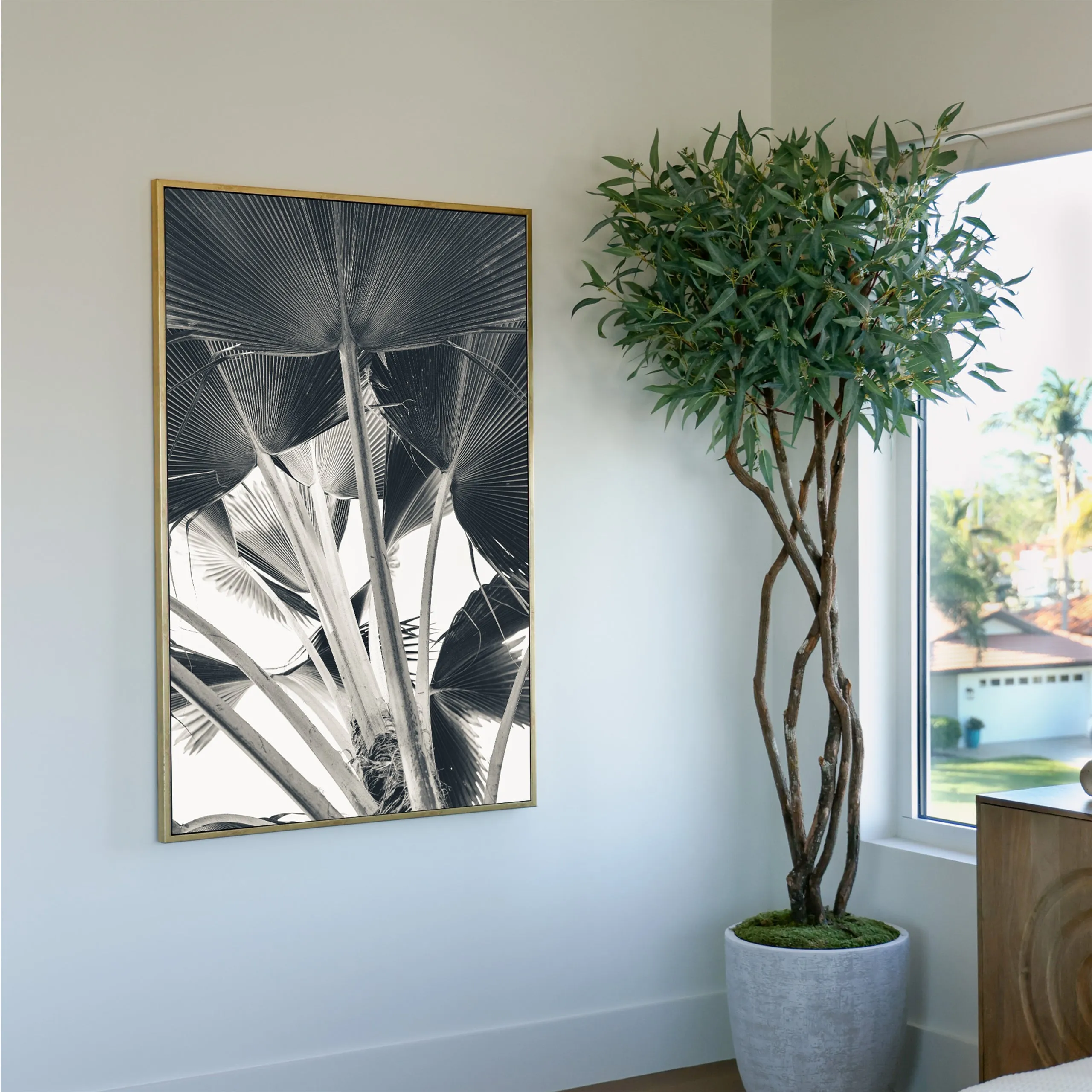 Banana Leaves Black and White Custom Art