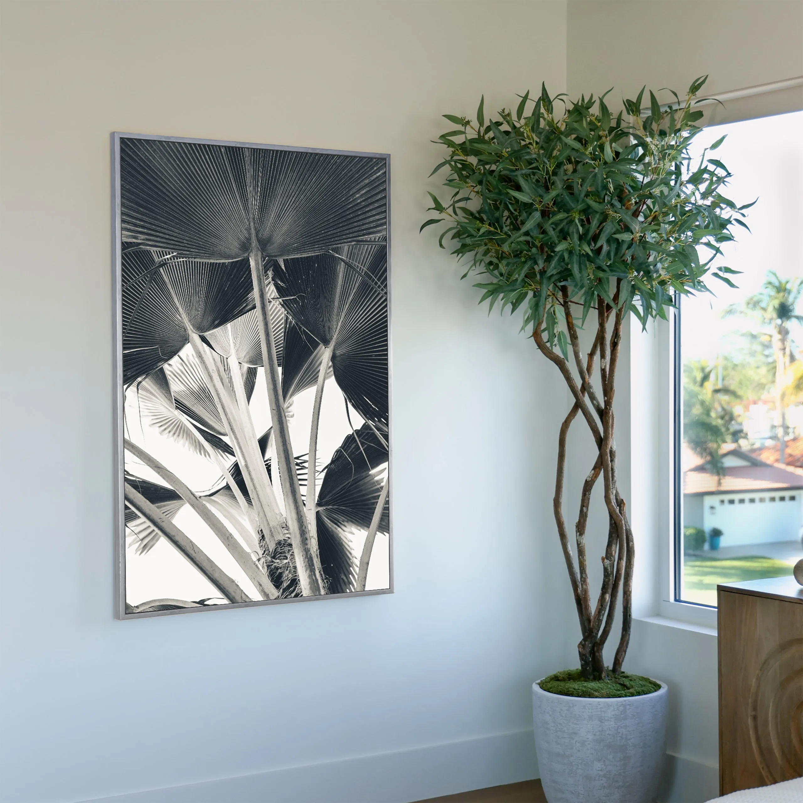 Banana Leaves Black and White Custom Art