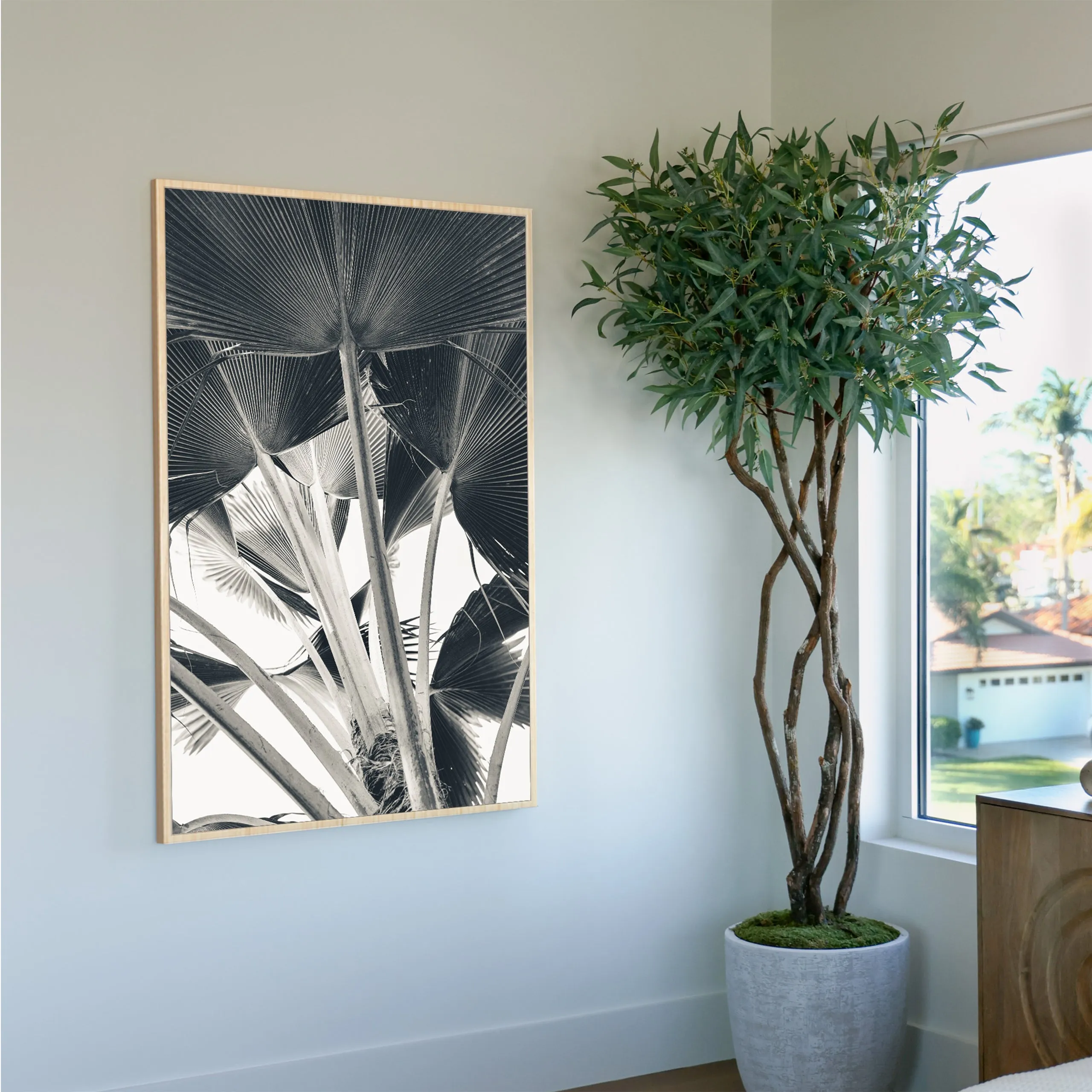 Banana Leaves Black and White Custom Art