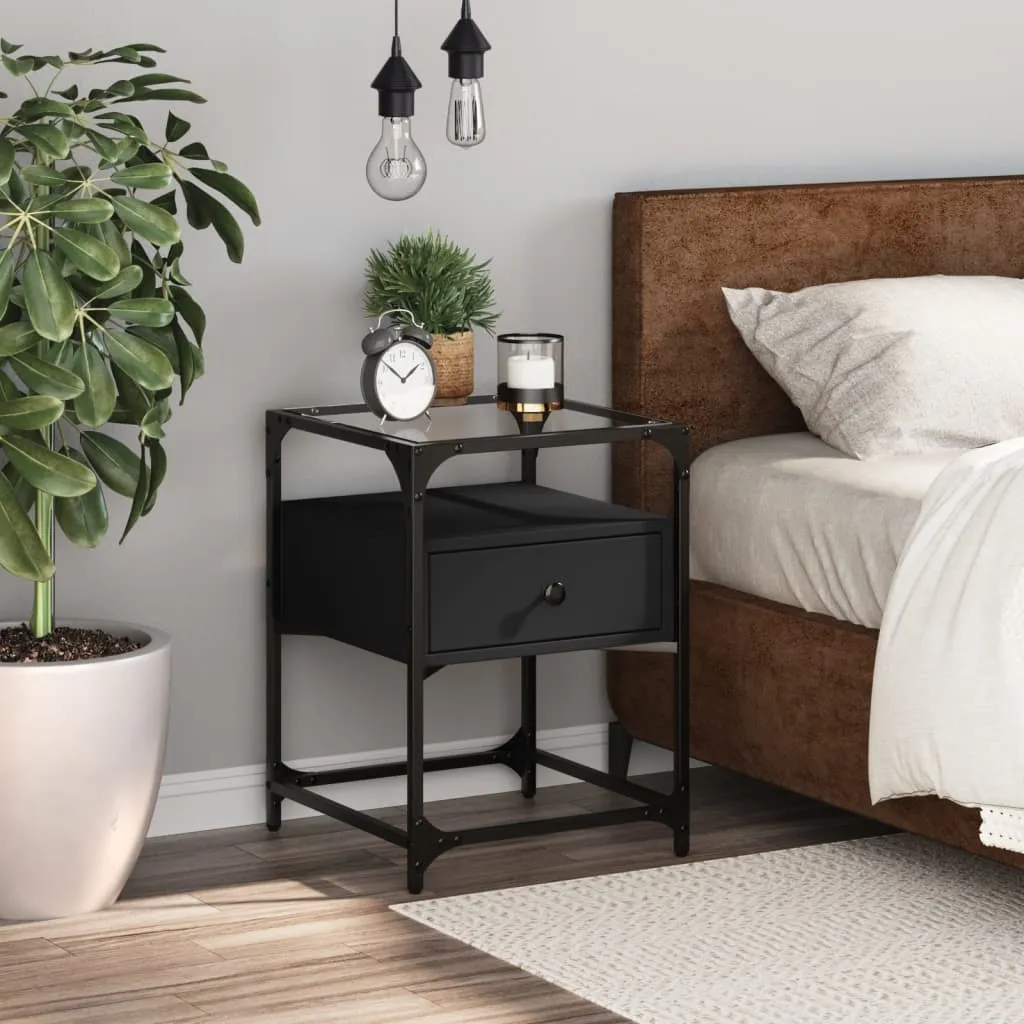 Bedside Cabinet Black 40x40x55 cm Engineered Wood